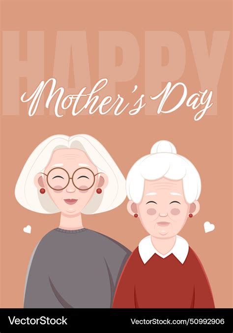 Portrait Of Adult Daughter Hugging Old Mother Vector Image