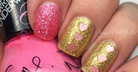 Aggies Do It Better Pink And Gold Valentines Day Nails Featuring