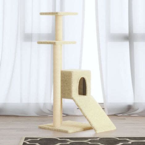 Albero Per Gatti Con Tiragraffi In Sisal Crema 92 Cm