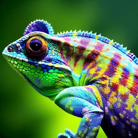 Premium AI Image | A colorful lizard with a large eye and a large eye.