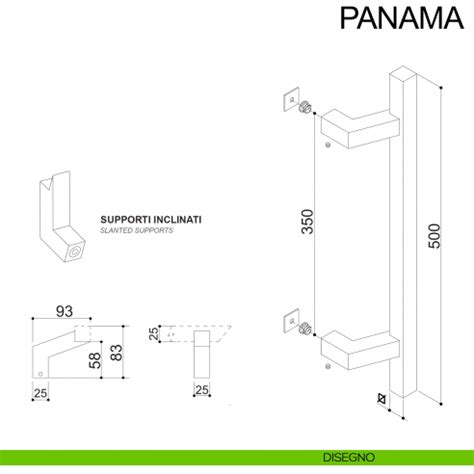 Maniglione In Acciaio Inclinato Quadrato Per Porta X Mm Panama