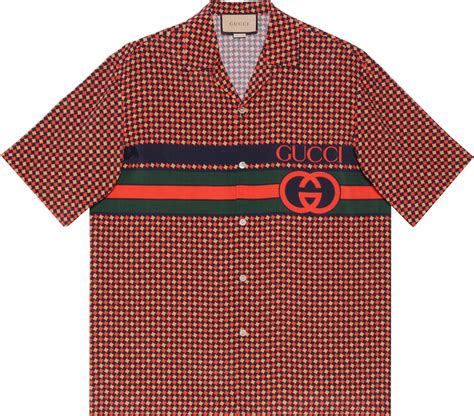 Gucci Red Mini-Diamond Logo Stripe Shirt | INC STYLE