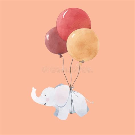 Watercolor Baby Elephant Illustration Stock Vector - Illustration of ...