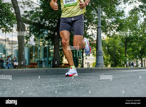 Legs Runner Athlete Running Street Marathon Stock Photo Alamy