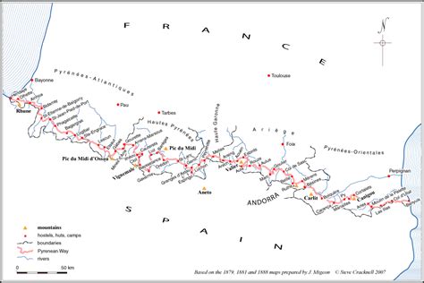 Carte De La Travers E Des Pyr N Es Gr Et Ses Refuges Walking The