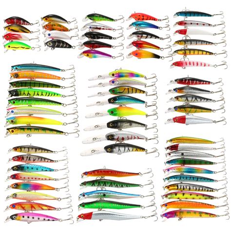 68pcs Mixed Fishing Lure Set Kit Minnow Lures Crankbaits Artificial