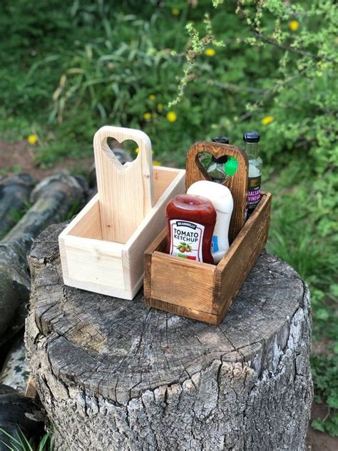 Rustic Wooden Condiment Caddy Condiment Caddy Rustic Reclaimed Timber