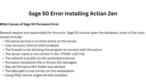 PPT Sage 50 Error Installing Actian Zen PowerPoint Presentation Free