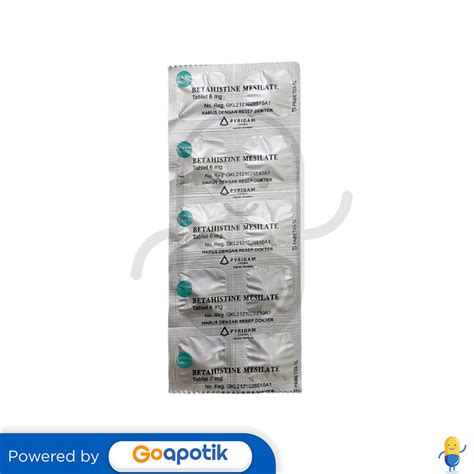 BETAHISTINE MESILATE PYRIDAM 6 MG STRIP 10 TABLET Kegunaan Efek