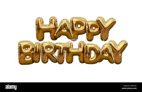 Happy Birthday Gold Foil Balloon Greeting Background 3d Rendering