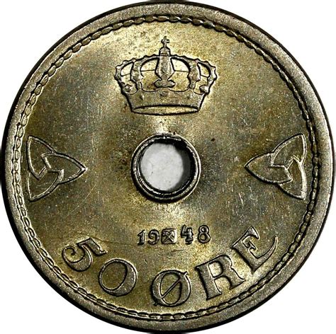 Norway Haakon Vii Copper Nickel Ore Aunc Nice Toned Km