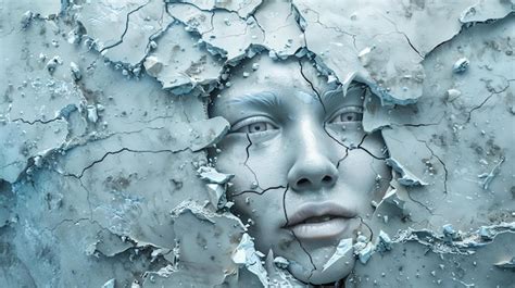 Premium Photo A Beautiful Womans Face Emerges From A Cracked Icy