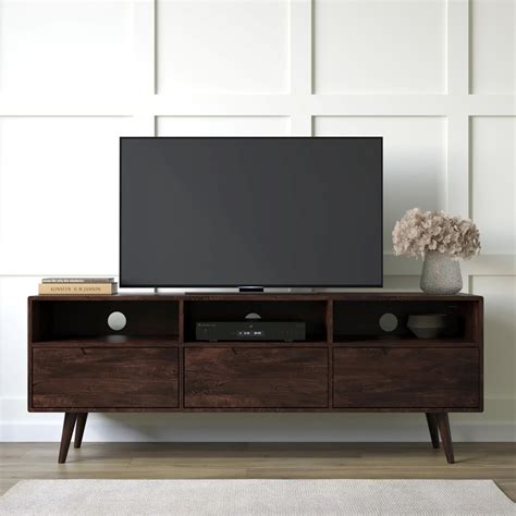 Dark Mango Wide Media Unit - Retro Style | Casa Bella Furniture UK