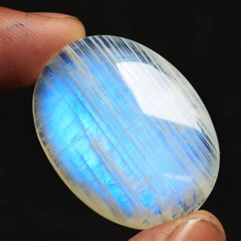 Natural Blue Flashy Rainbow Moonstone Oval Shape Cabochon Etsy