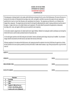 SAMPLE MSW FOUNDATION LEARNING CONTRACT Ssw Uga Doc Template