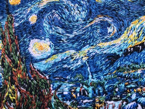 Starry Night Machine Embroidery Design Van Gogh Starry Night Etsy