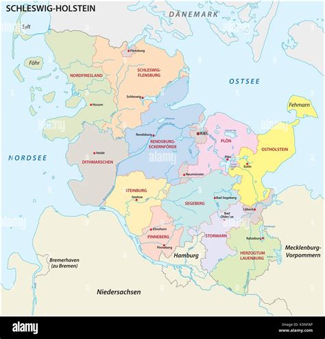 Schleswig Holstein Politica E Amministrativa Di Mappa In Lingua Tedesca