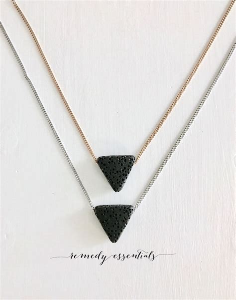 Minimalist Triangle Necklace With Lava Stone Diffuser