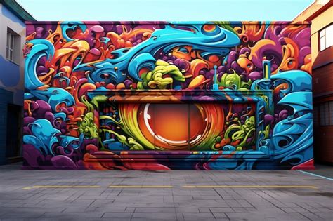 Premium Ai Image Vibrant Street Art Covering The Walls Of An Urban