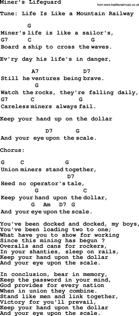 Top Folk And Old Time Songs Collection Miners Lifeguard Lyrics