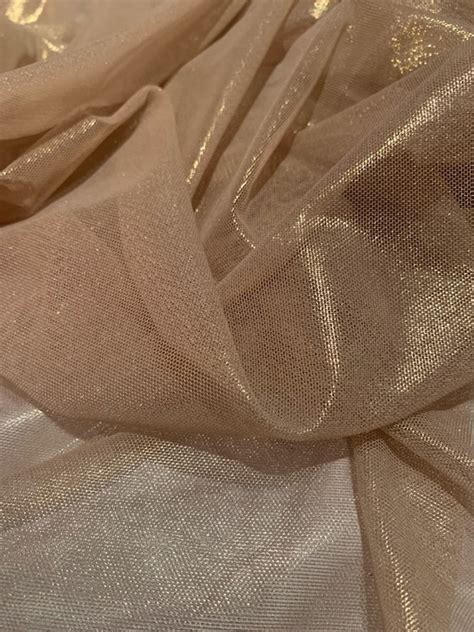 57 Nude Gold Foil Power Mesh Fabric By The Yard 90 Etsy