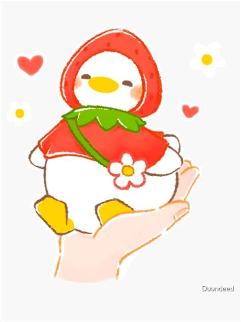 "Cute Strawberry Duck drawing in a hand, strawberry chicken, cute ...