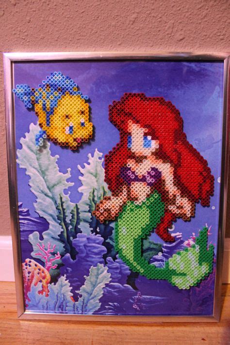 Framed The Little Mermaid Perler Beads By Tony009 Perler Bead Disney Mini Hama Beads Hama Beads