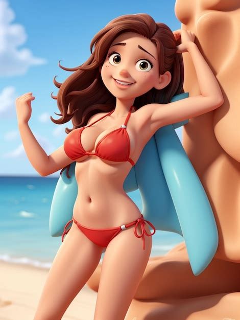 Bikini Cartoon Girl Premium AI Generated Image