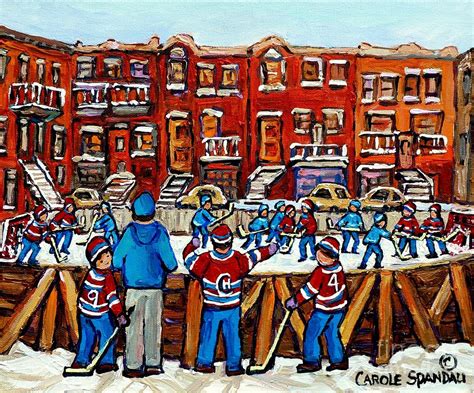 Original Hockey Art Paintings For Sale The Neighborhood Hockey Rink