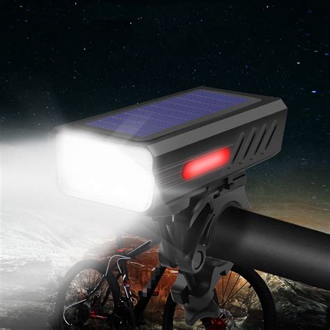 Solar Powered Charging With Horn Bicycle Headlights With Side Red And