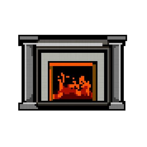 Fire Fireplace Game Pixel Art Vector Illustration Vector Art