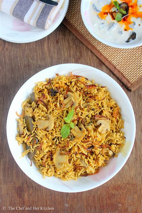 The Chef And Her Kitchen Mushroom Biryani Recipe Mushroom Recipes