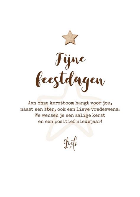 Kerstkaart Sterren Hout Lampjes Foto Fijne Kaartje2go