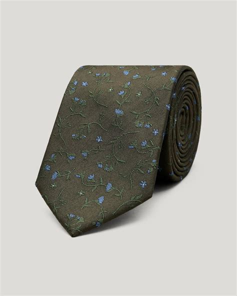 Tonal Floral Silk Tie Khaki Tonal Floral Silk Tie Ties Politix