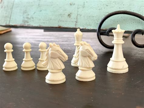 Chess Pieces Vintage Chess Pieces Vintage Matte Cream | Etsy