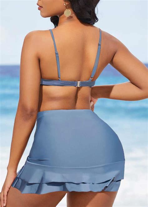 Drawstring High Waisted Dusty Blue Bikini Set Modlily Usd