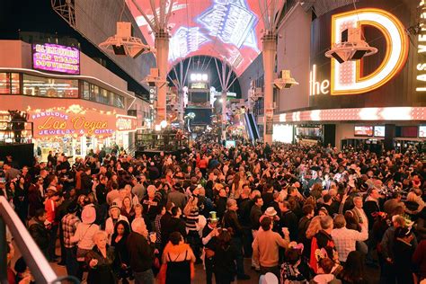 Crowds celebrate at midnight on New Year's 2014 at Fremont Street