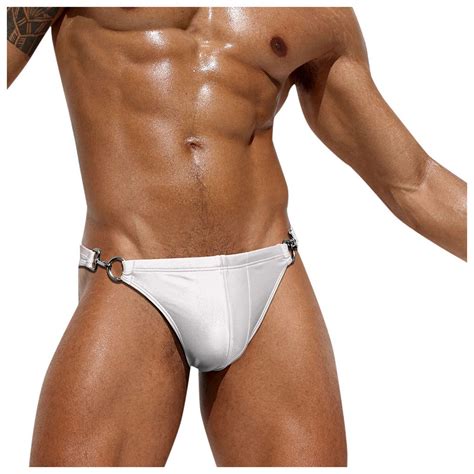 Kamemir Men S Swimwear Mens Swim Briefs Retro Swimwear Sexy Bikini Swimsuit Bathing Suit X White