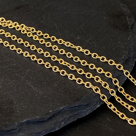 22k Gold Plated Bulk Cable Chain 1 Meter Oval Tiny Link Etsy