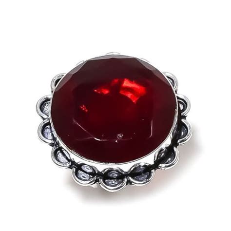 Natural Mozambique Garnet Gemstone Handmade Sterling Silver Ring