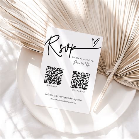 Qr Code Rsvp Card Wedding Rsvp Qr Codes Scan To Rsvp Online Front And Back Printable Cards