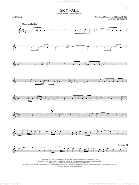 Skyfall Sheet Music For Alto Saxophone Solo Pdf Interactive