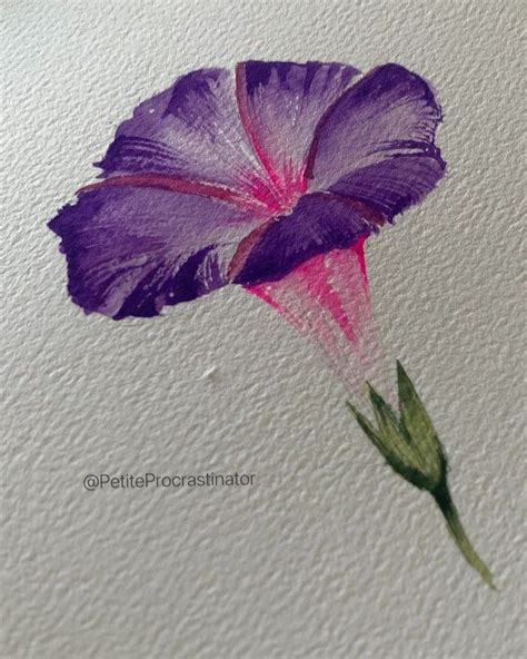 A Painting Of A Purple Flower On A White Background