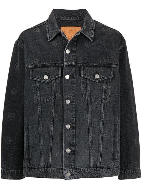 Martine Rose Logo Print Denim Jacket Black Farfetch