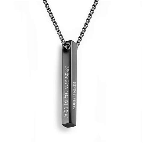 Yofair Mens And Womens Custom Vertical Bar Necklace Personalized 925