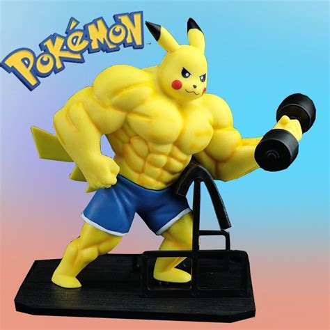 Pokemon Pikachu Anime Figure Cosplay Muscle Man Funny Creative Model