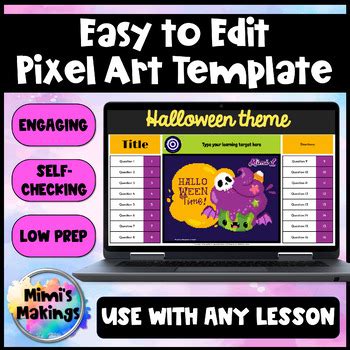 Halloween Pixel Art Template - Easy to Use and Editable Google Sheets™