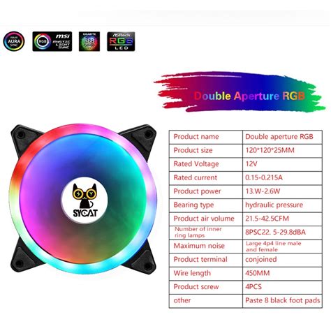 Sycat S11 6 Pin Rgb Fan Gaming Fan 120mm With Rgb Light 3in1 Kit Ufo