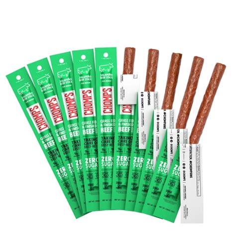 Chomps Grass Fed Beef Sticks Jalapeno 10 Sticks Vitacost