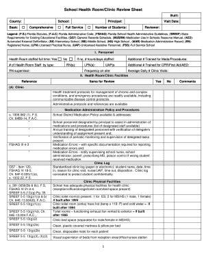 Fillable Online School Health Room Clinic Review Sheet Fax Email Print